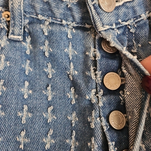 PacSun Jeans Womens Sz 25 Blue Dad Jean Straight All Over Distressed Crosses - Picture 6 of 8